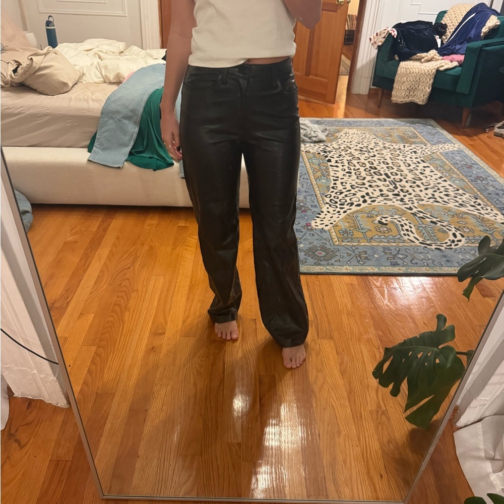 Abercrombie & Fitch Women's Vegan Leather Jeans - Picture 4 of 6